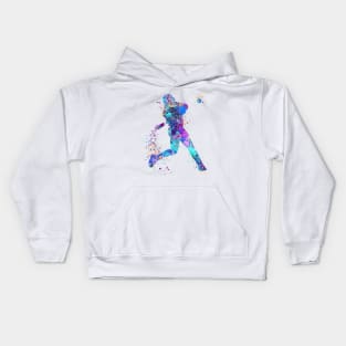 Baseball Boy Batter Watercolor Kids Hoodie